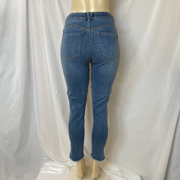 DEMOCRACY Jeans Tummy Control Size 6 Shiny Color Beads Side Stripe Dark Blue - Picture 5 of 12
